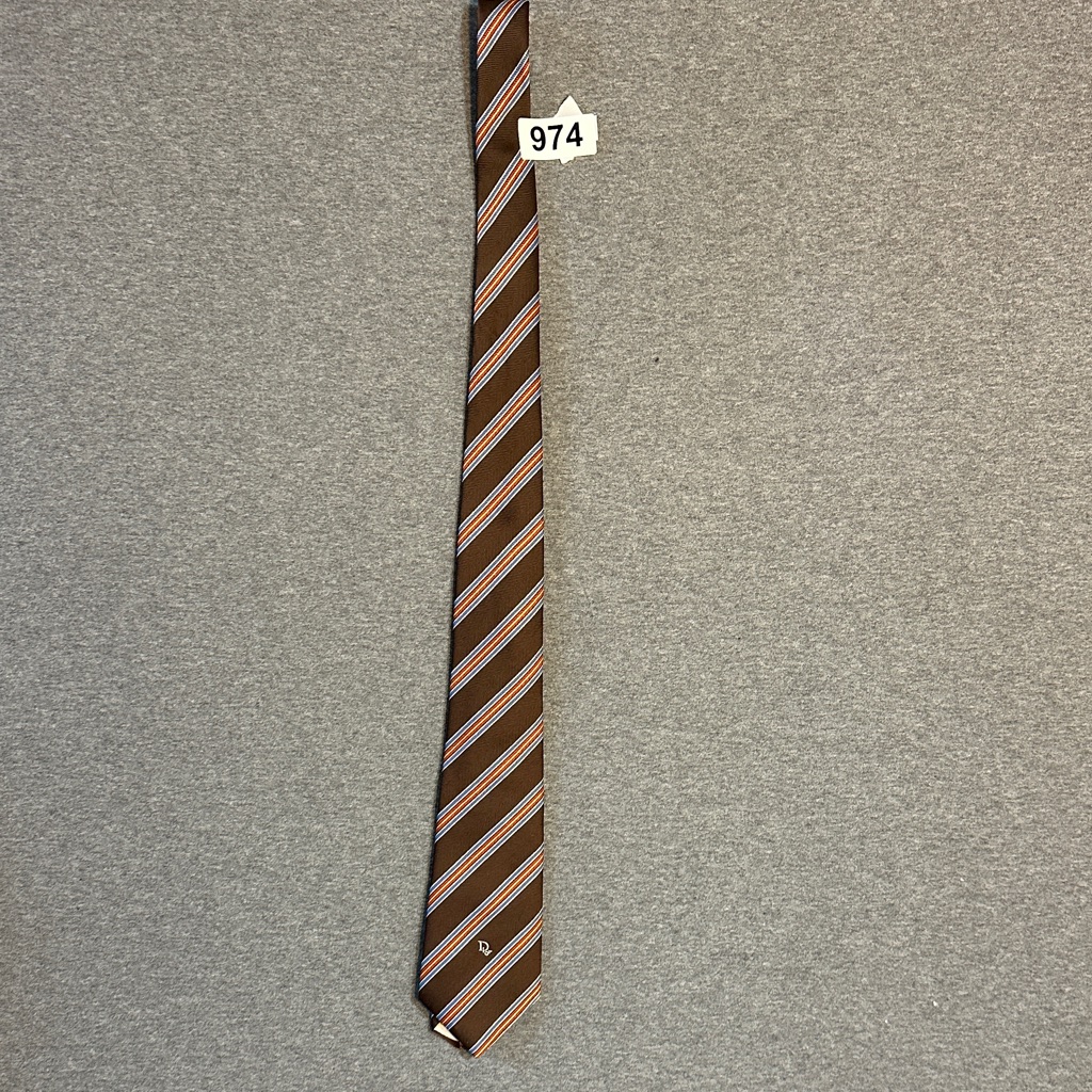 Dior Brown And White Striped Men's Tie